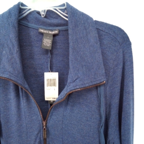 NWT $69 Chelsea & Theodore Blue Viscose Spandex Large Pockets Dress L - Picture 7 of 10